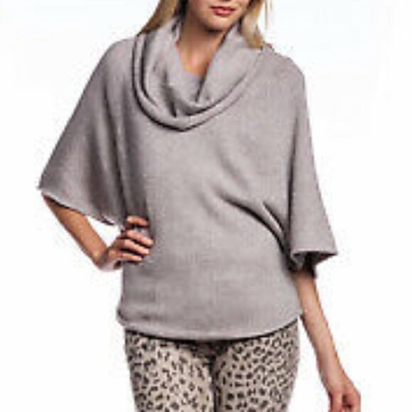 JOIE Wool Cashmere Oversized Cowl Neck Poncho Sweater Grey XS - Picture 7 of 13